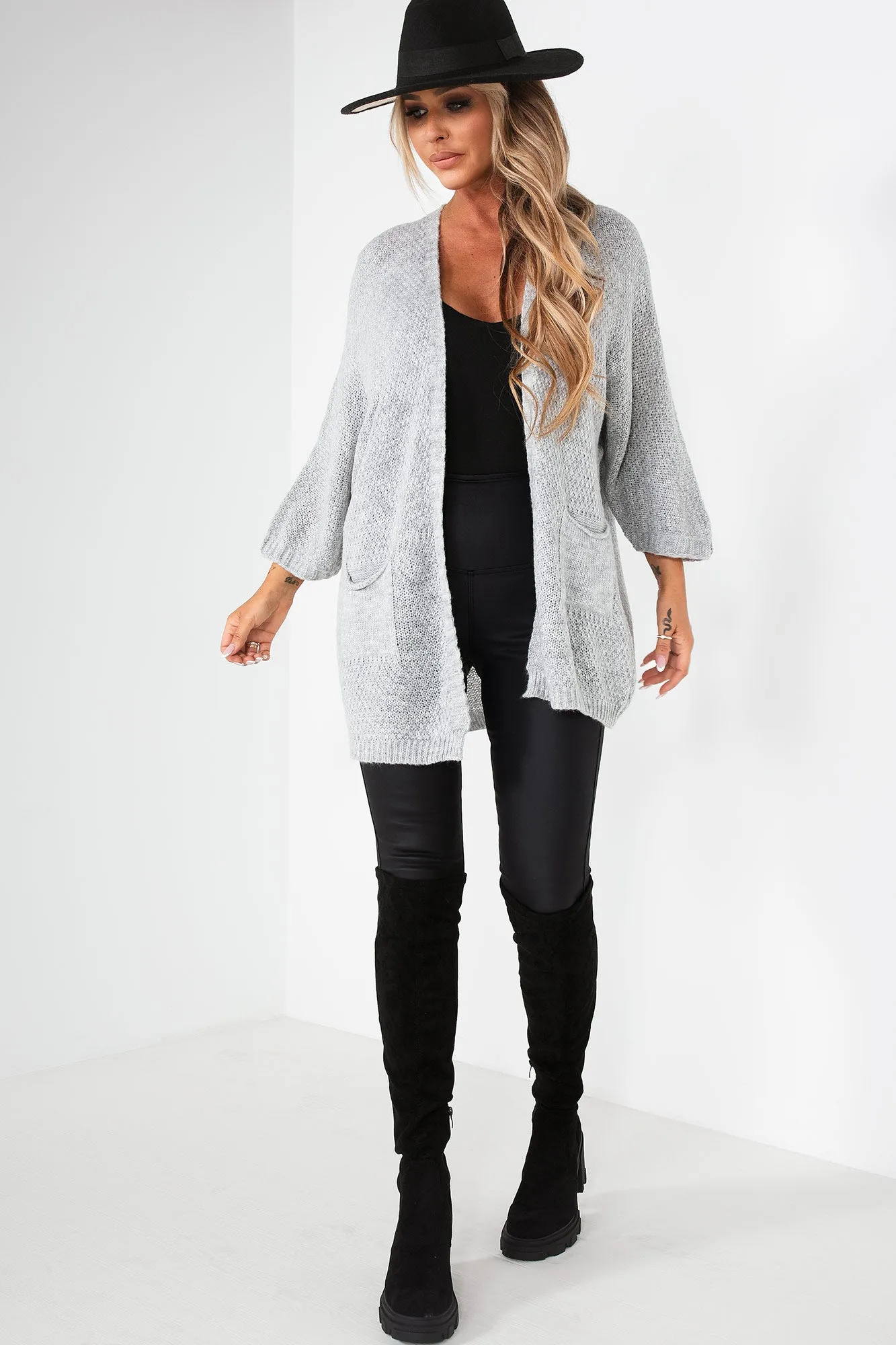 Karina Grey Knit Cardigan