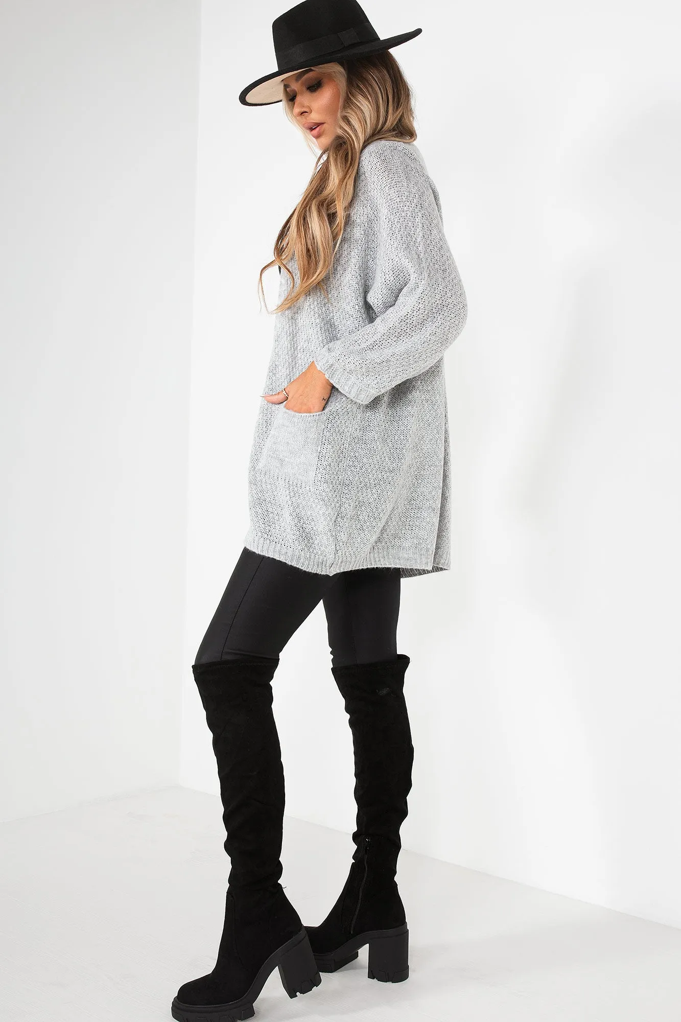 Karina Grey Knit Cardigan