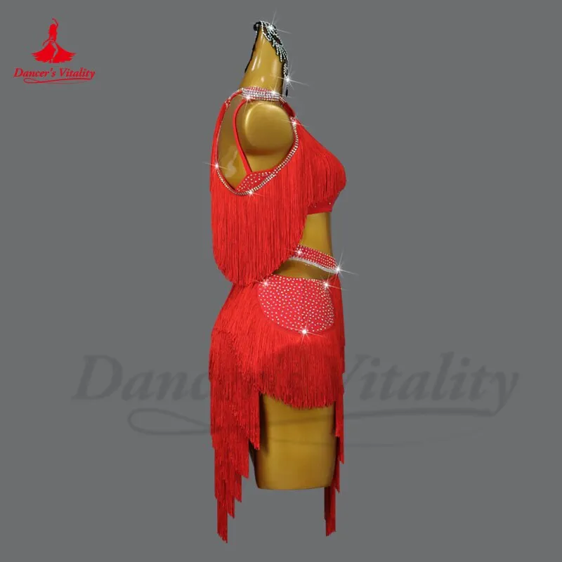 Latin Dance Dress for Women Customsized Rumba Chacha Performance Profession Costume Female Child Latin Dancing Fringe Dresses