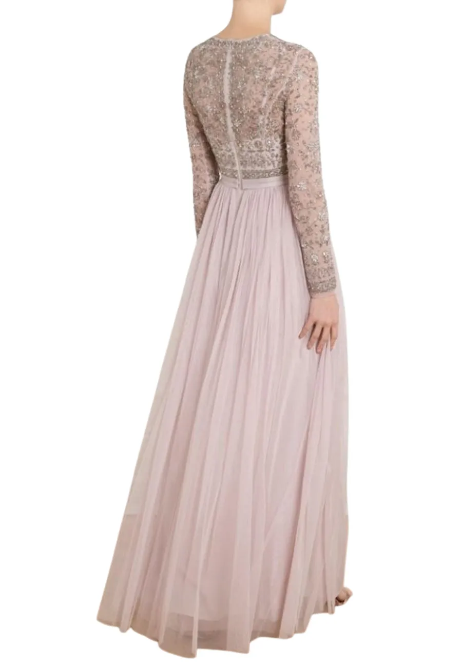 Lilac Andromeda Long Sleeves Embellished Maxi Dress