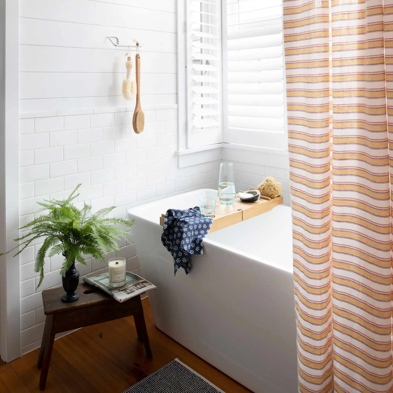 Market Stripe Linen Shower Curtain