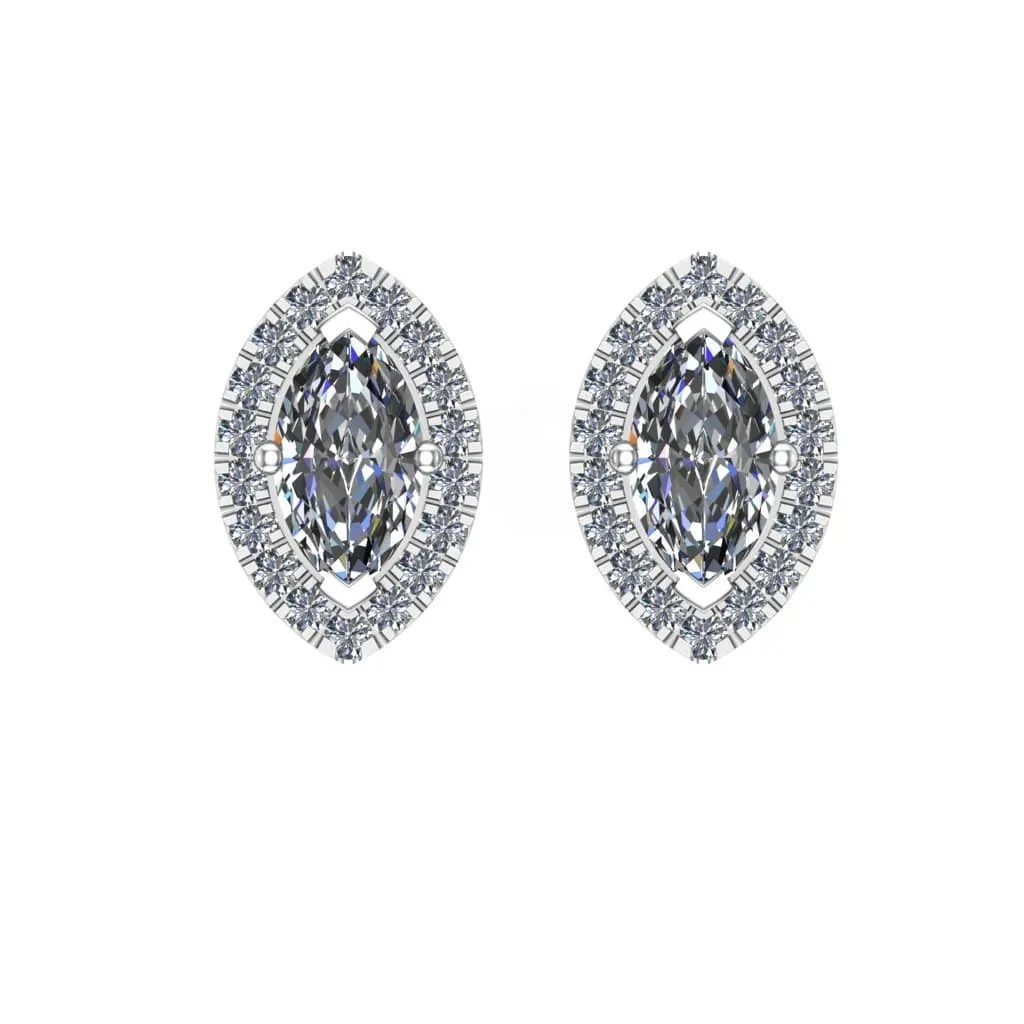 MARQUISE DIAMOND AND HALO STUD EARRINGS