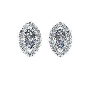 MARQUISE DIAMOND AND HALO STUD EARRINGS