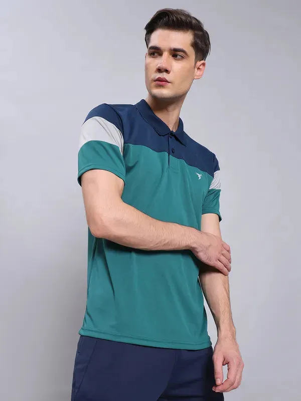 Men Colorblock Slim Fit Polo T-shirt with TECHNO COOL 