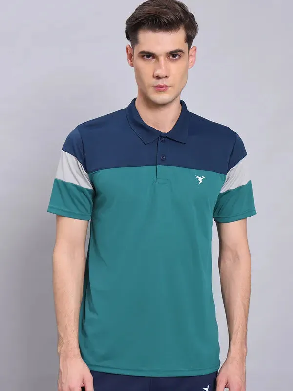 Men Colorblock Slim Fit Polo T-shirt with TECHNO COOL 