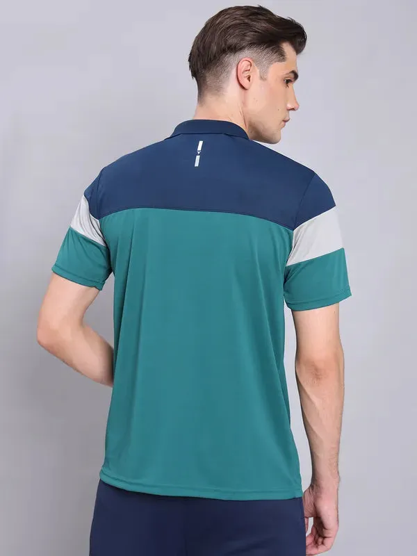 Men Colorblock Slim Fit Polo T-shirt with TECHNO COOL 