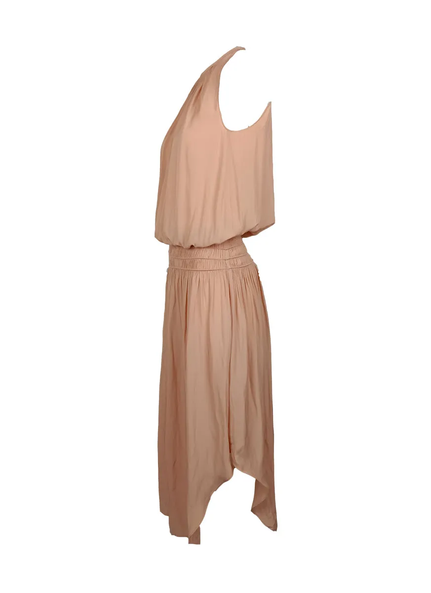 N180079 Front & Back Midi Dress *Light Peach