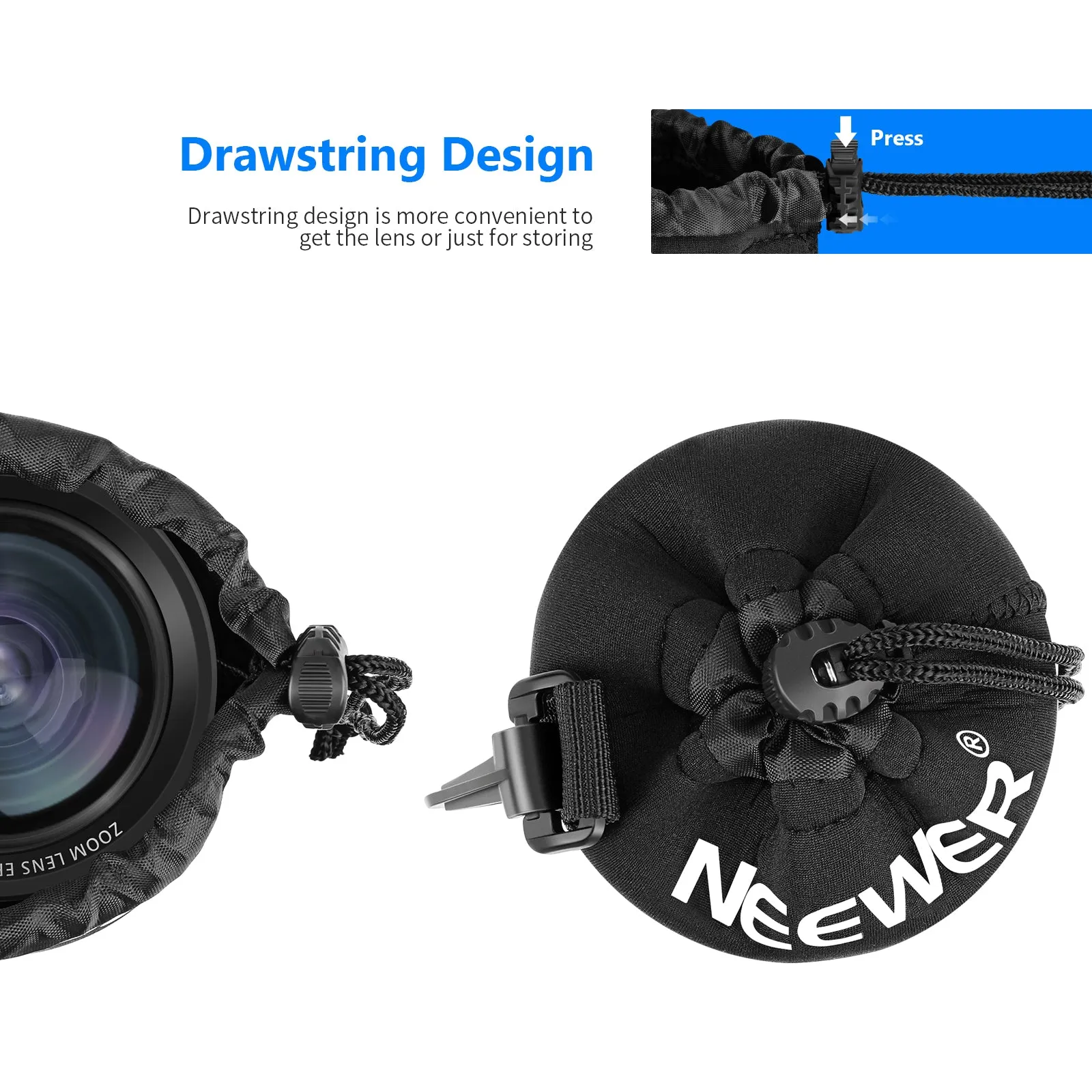 NEEWER 4 Pack Camera Lens Bag - Black