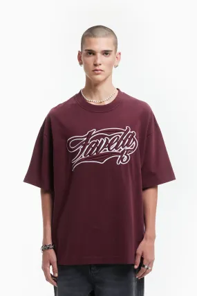 NEW 3D COLLEGE BURGUNDY T-SHIRT