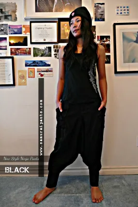 New Style Black Ninja Pants with orange stitching - LongC