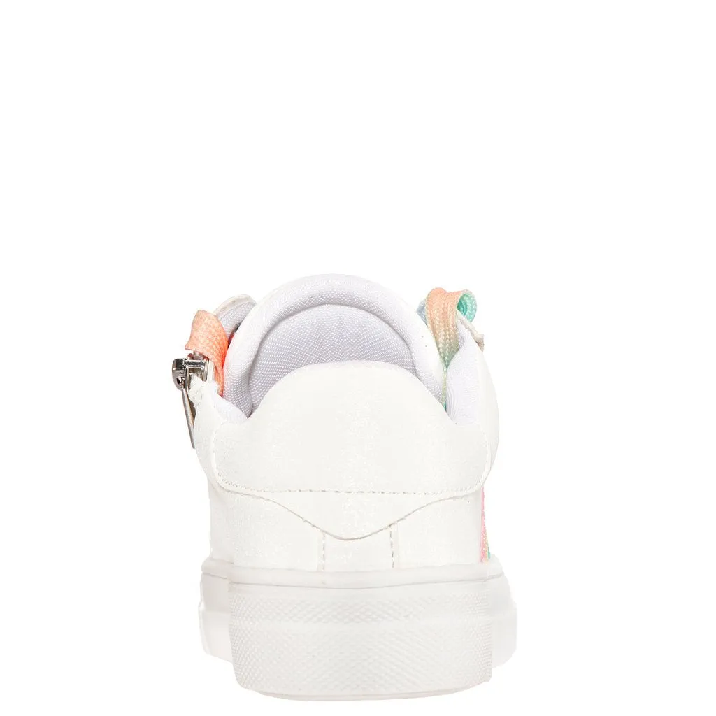 Nina Girls white shimmer rainbow stripe karsen sneaker