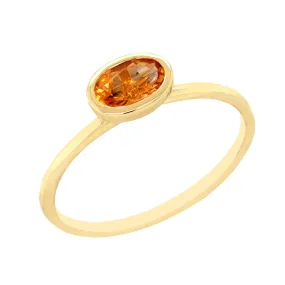 OVAL CUT CITRINE RING WITH YELLOW GOLD