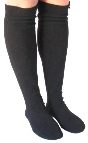 Over The Knee Fleece Socks - Black