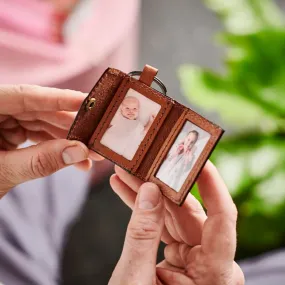 Personalised Leather Key Ring With 2 Photos