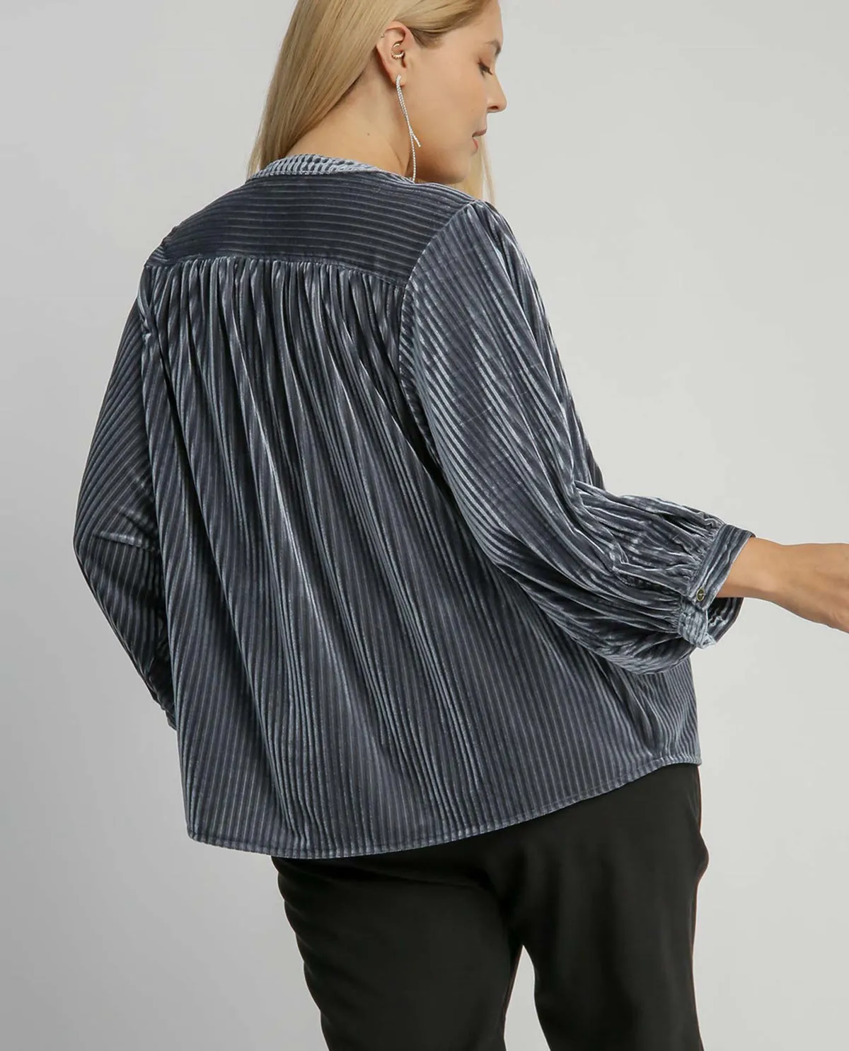 Plus V-Notch Button Down Top