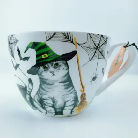 Portobello By Design 'Creepy Cat' Witch Cat Bone China XL Coffee Mug Tea Cup 20 oz