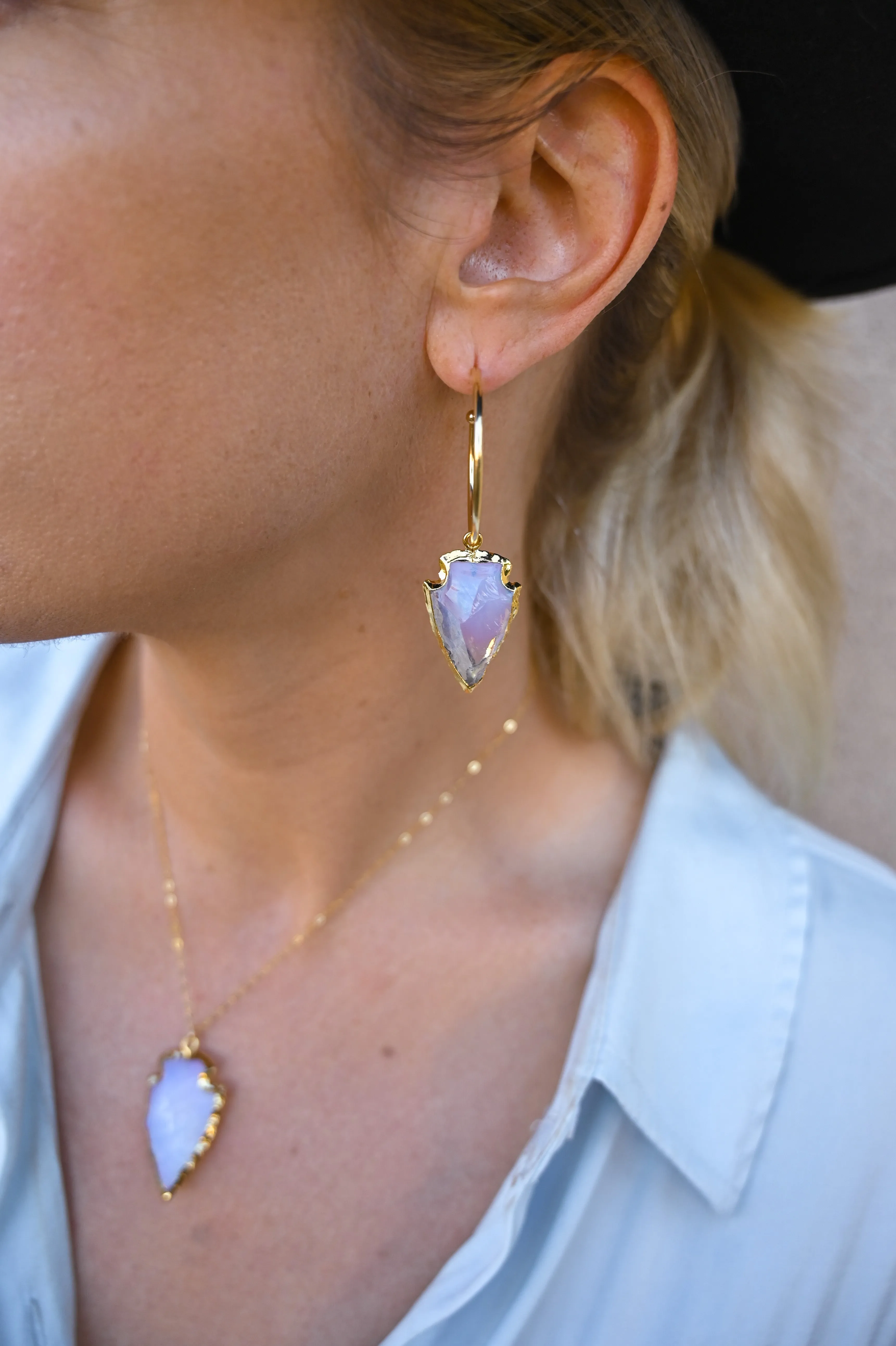 Purity Opalite Mini Gold Hoops