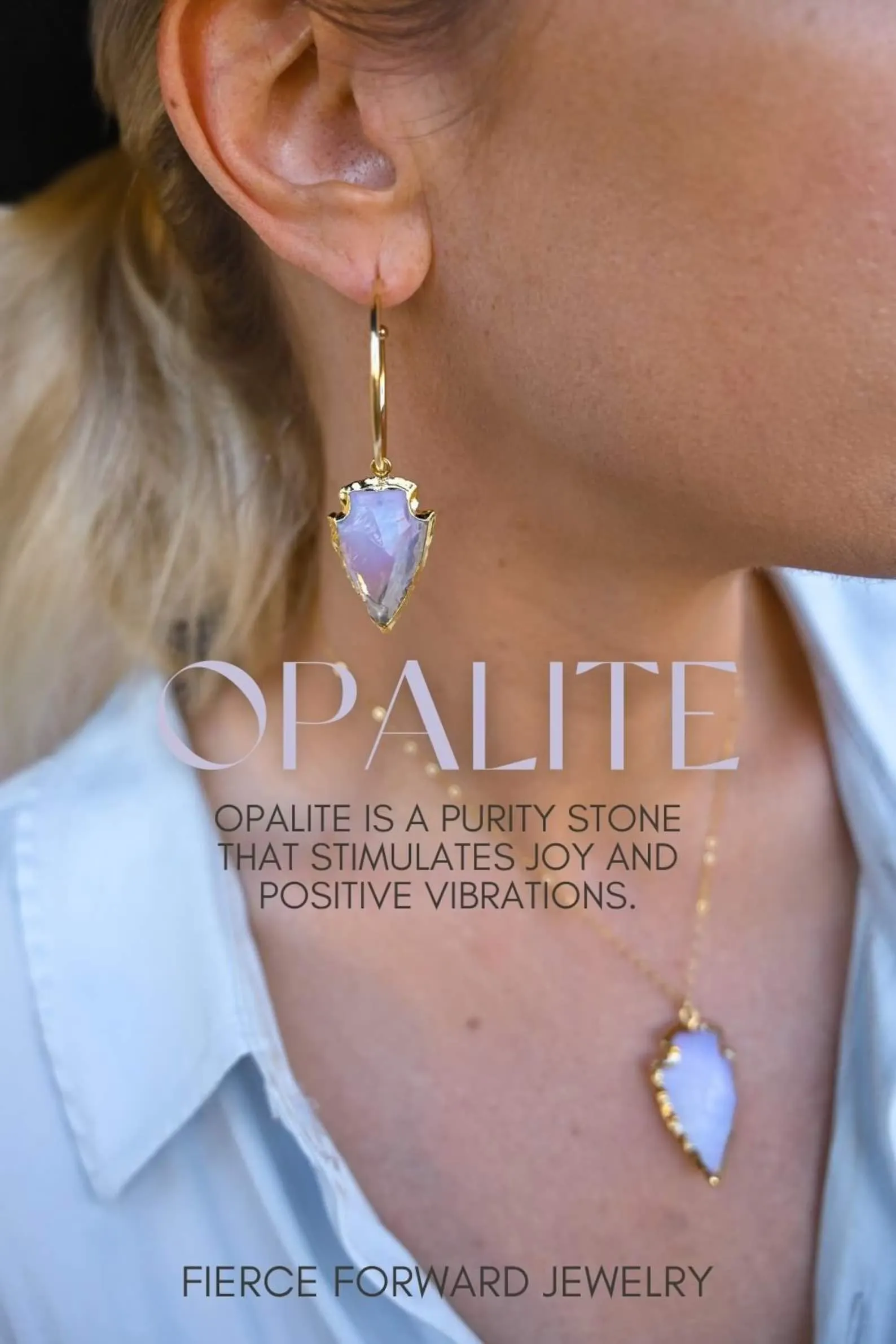 Purity Opalite Mini Gold Hoops