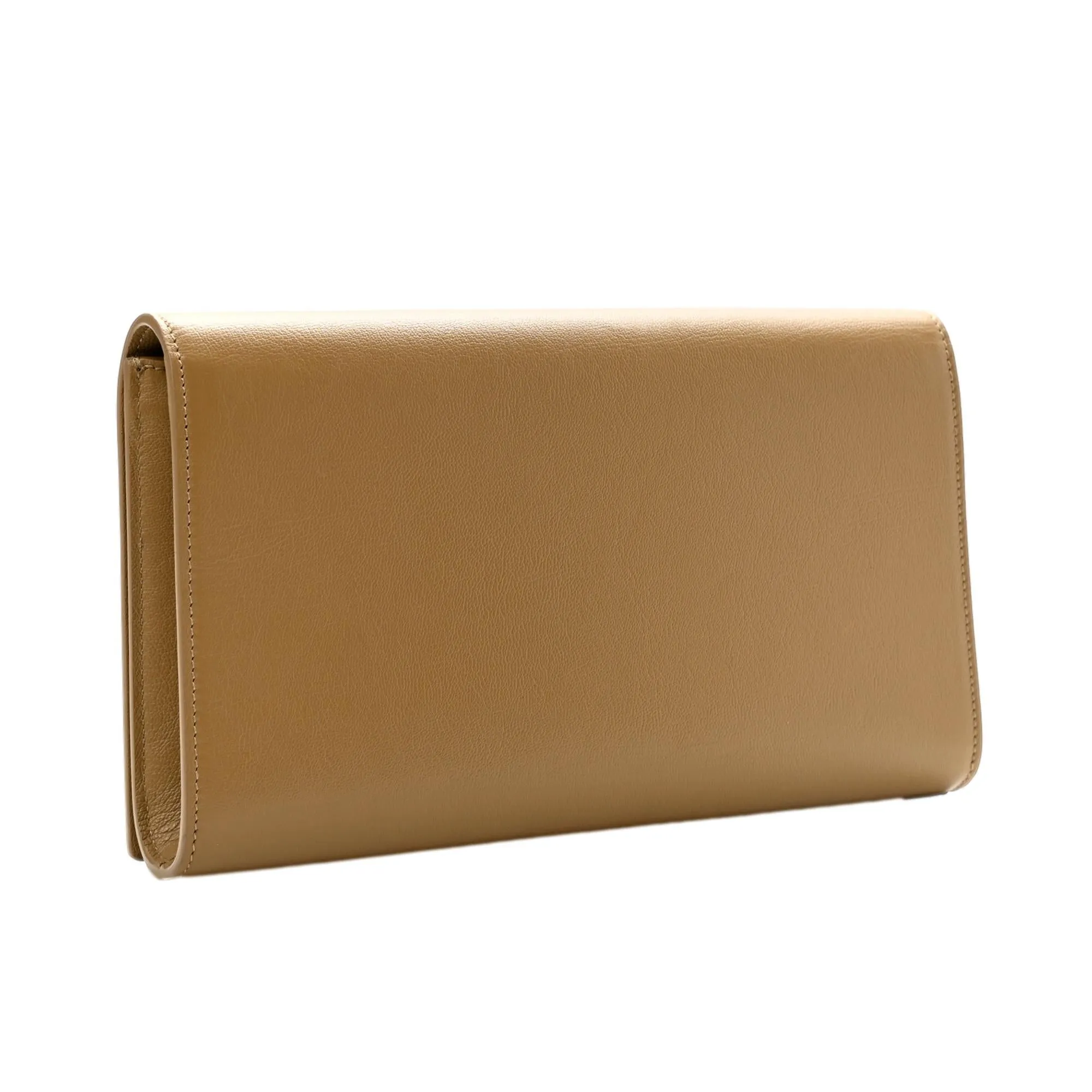 Saint Laurent YSL Belle de Jour Beige Leather Large Clutch Bag