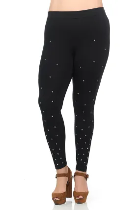 Star Studded Ponte Leggings in Black