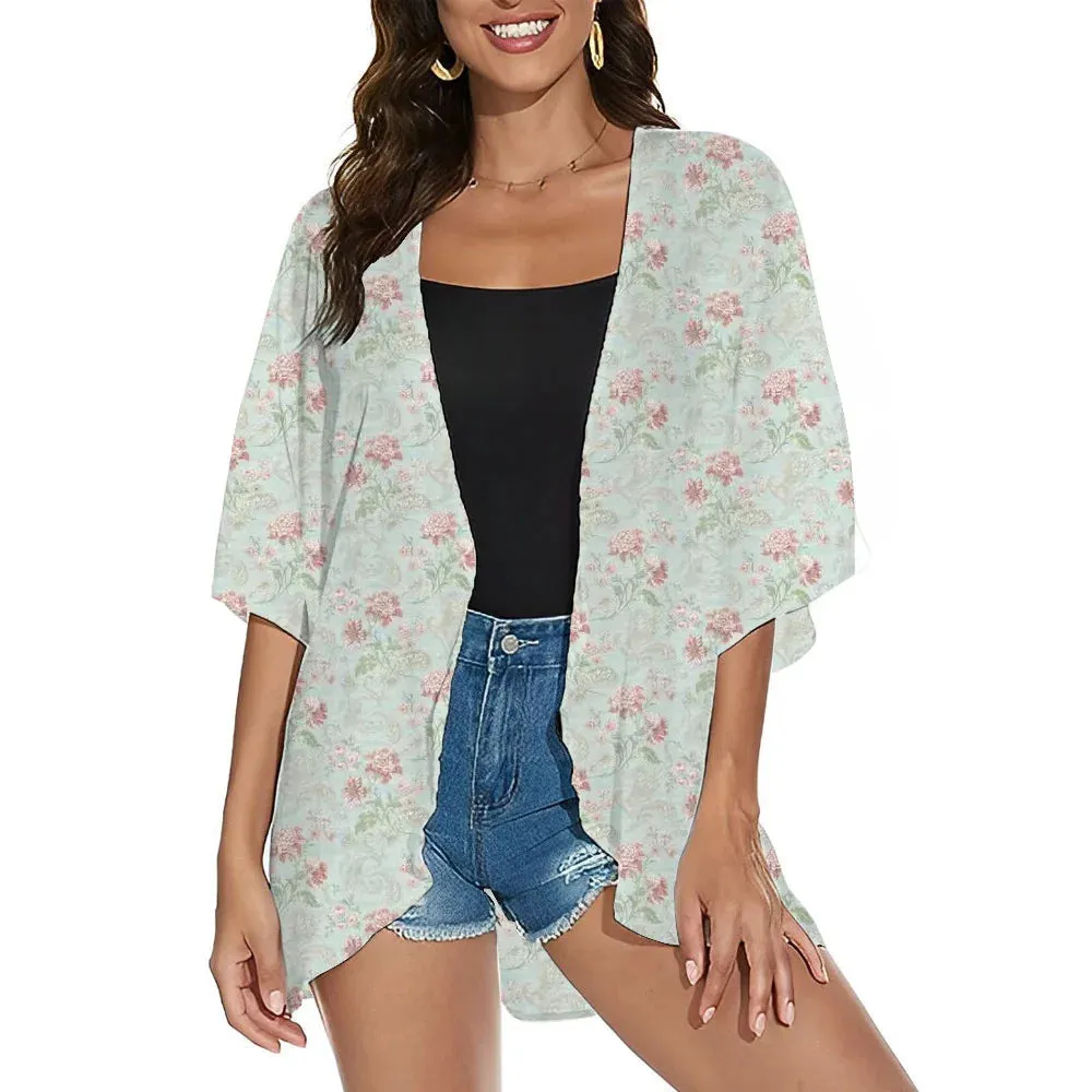 Summer Long Flowy Cover Up Tops Coat Outwear Blouse Bohemian Bikini Hawaii Chiffon Shirt Beach Party