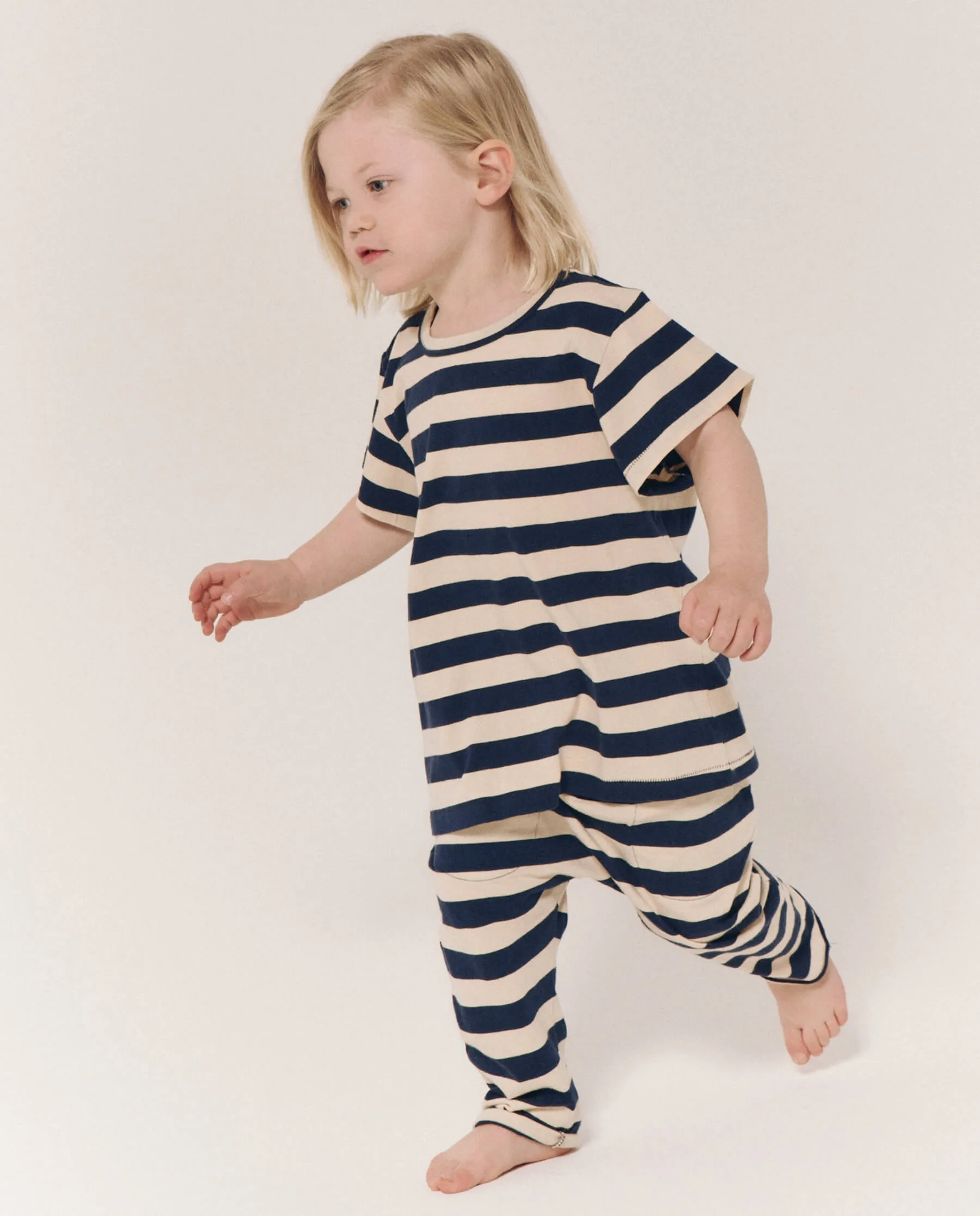 The Little Boxy Crew. Novelty -- Navy and Cream Scholar Stripe