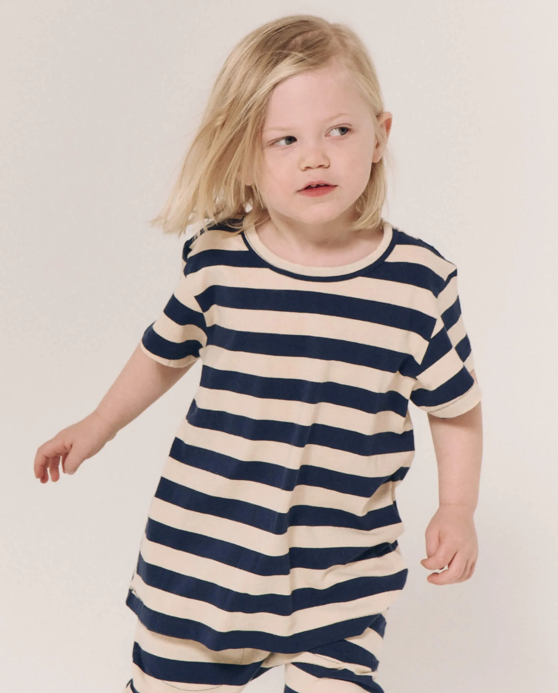 The Little Boxy Crew. Novelty -- Navy and Cream Scholar Stripe