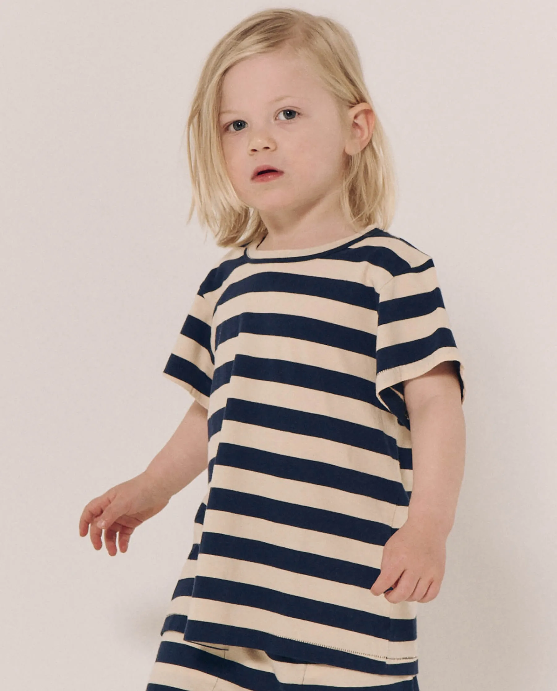 The Little Boxy Crew. Novelty -- Navy and Cream Scholar Stripe