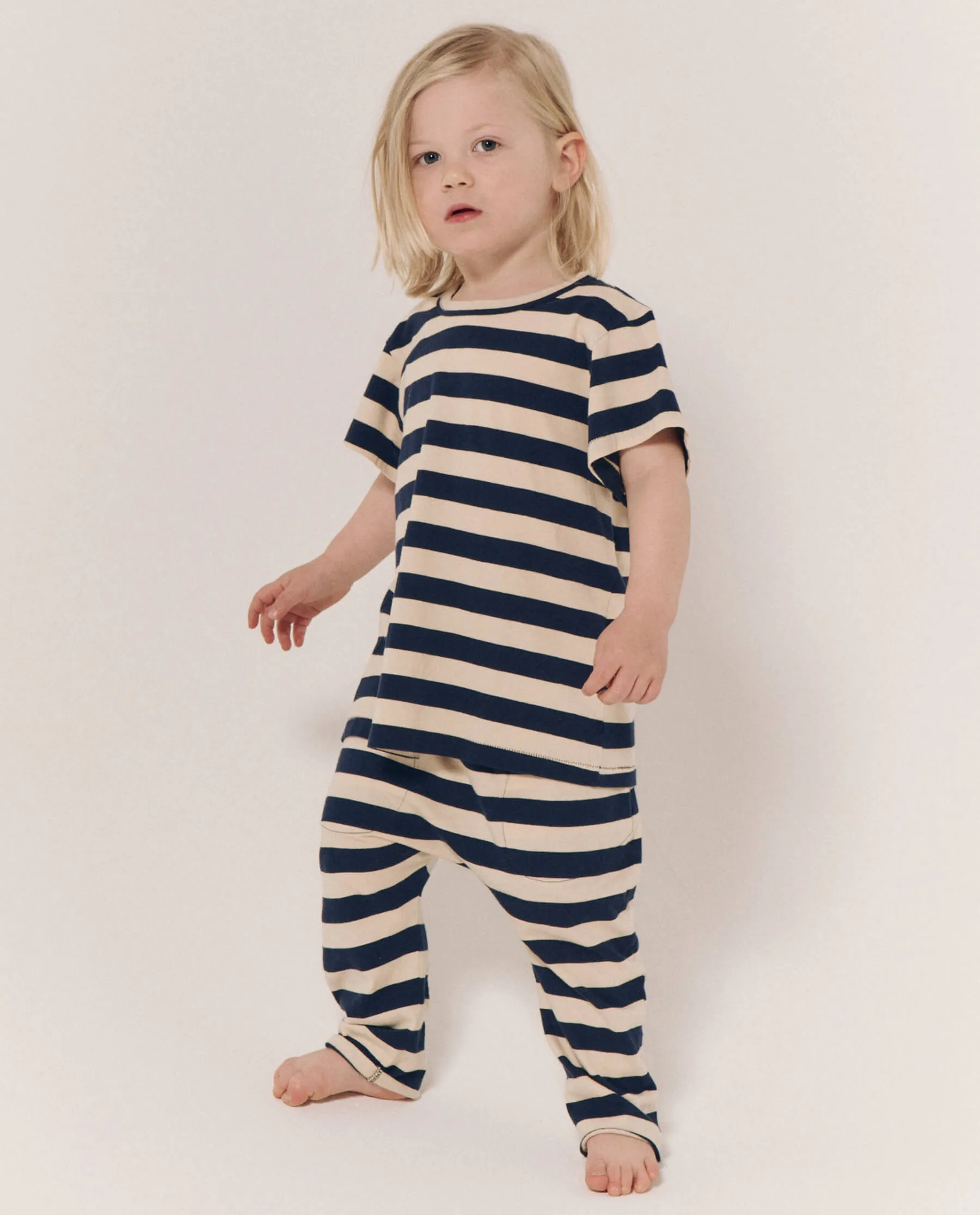 The Little Boxy Crew. Novelty -- Navy and Cream Scholar Stripe