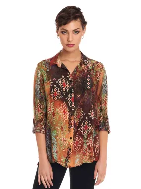 Tianello "Bijou" Print  Washable Silk "Loving" Blouse