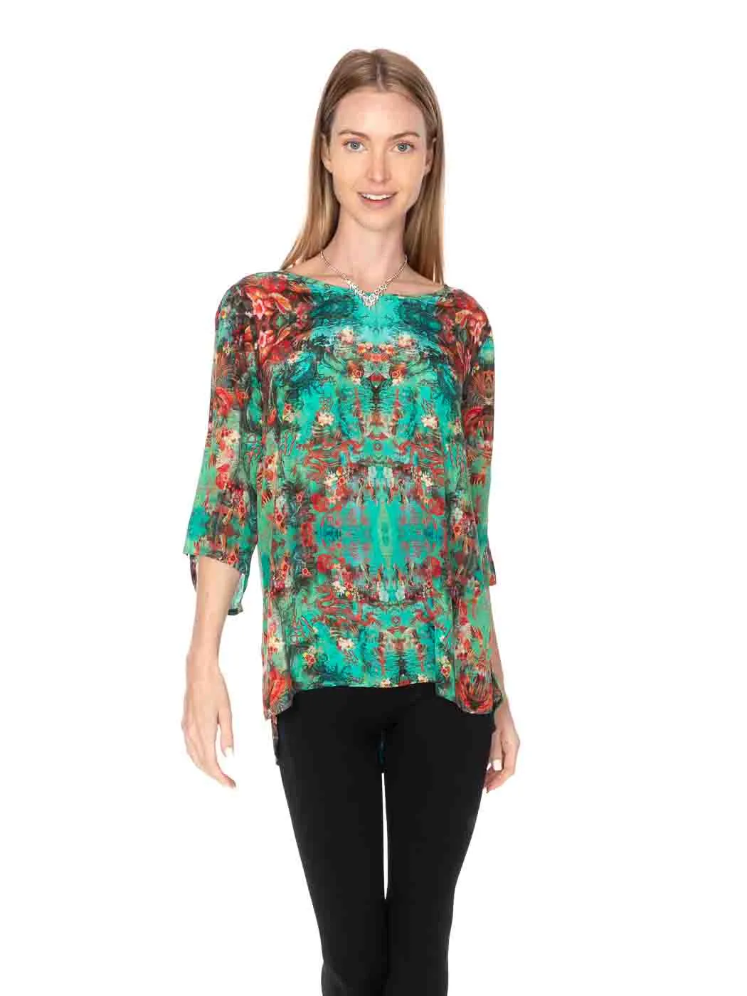 Tianello "Heavenly Dragon" Print Washable Silk Cailin Blouse-Line