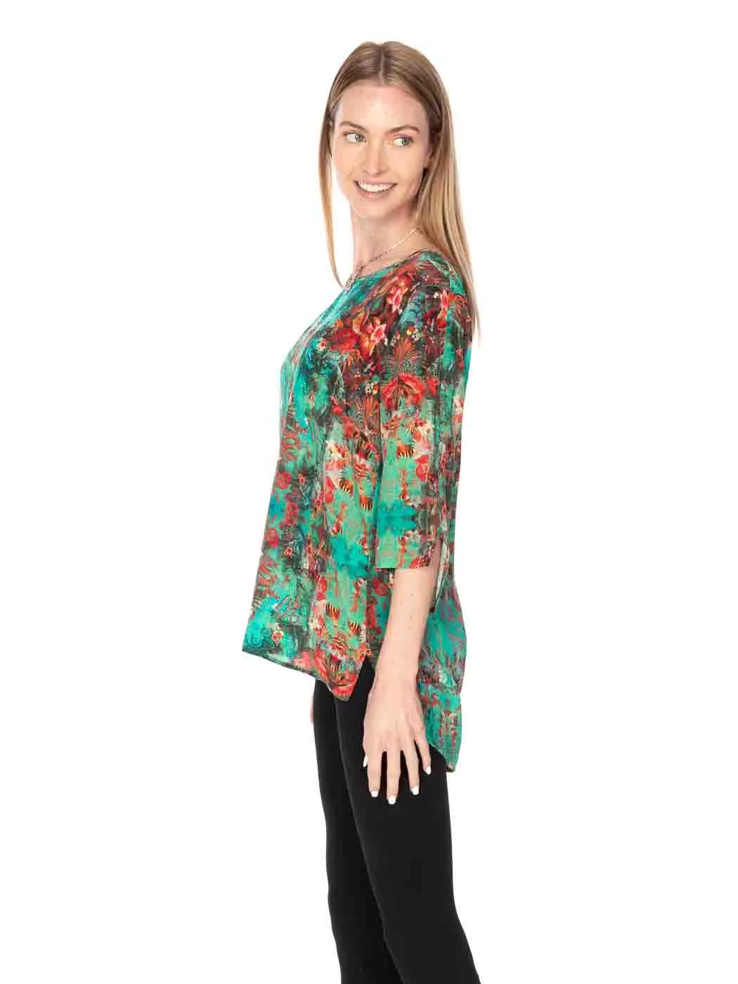 Tianello "Heavenly Dragon" Print Washable Silk Cailin Blouse-Line