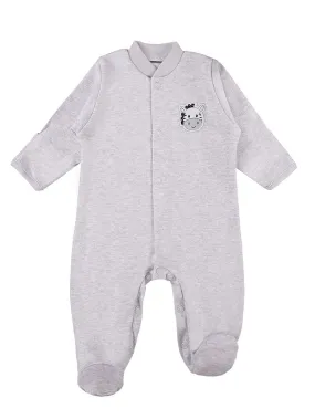 Tiny Baby Sleepsuit, Footed, Cute Zebra Design - Grey