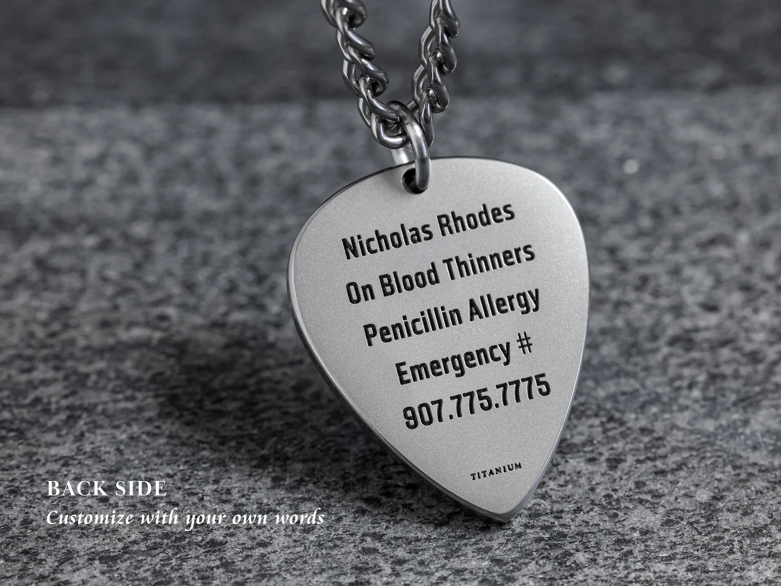 TITANIUM Custom Medical Alert Necklace