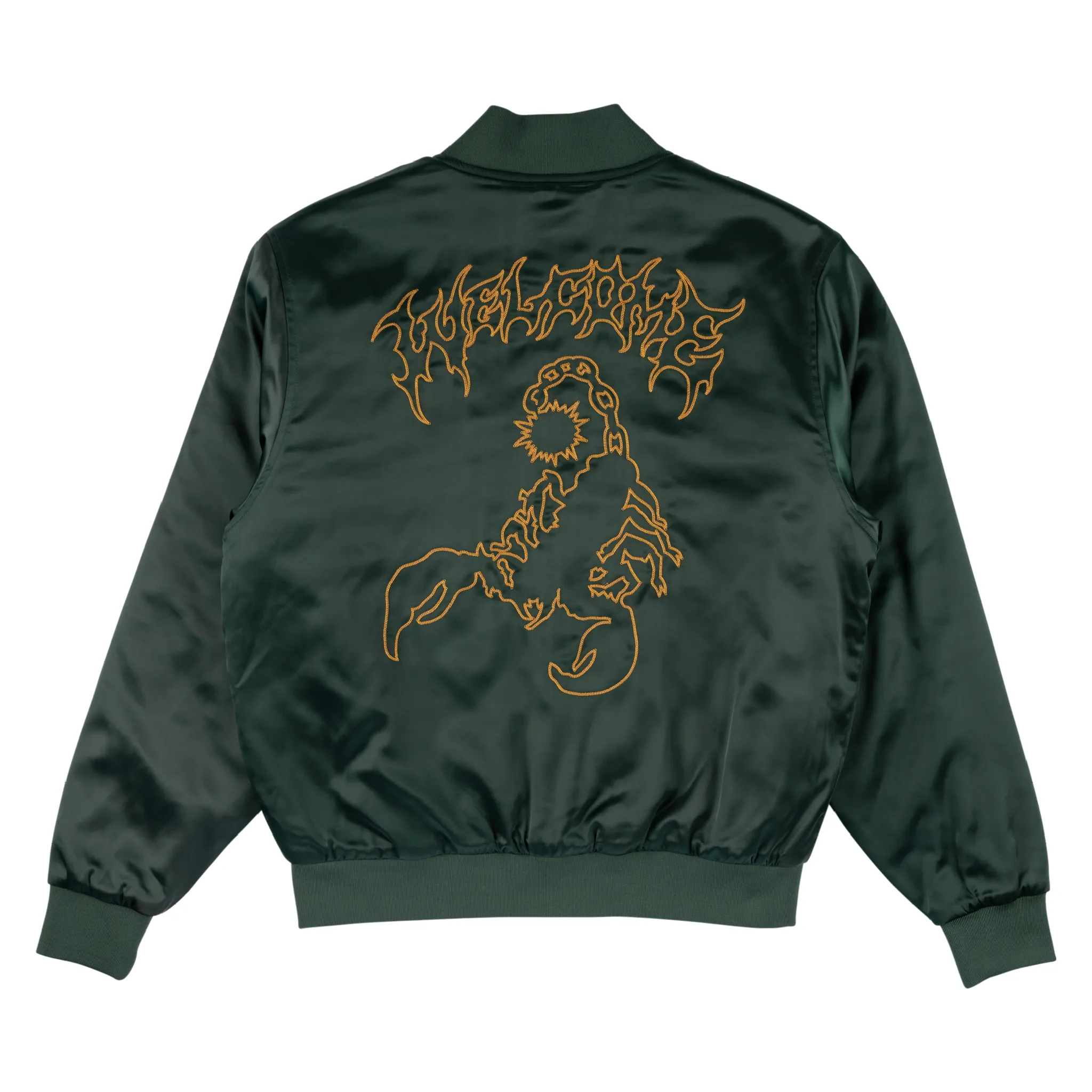 Venom Satin Varsity Jacket w/Chain Stitch - Pine