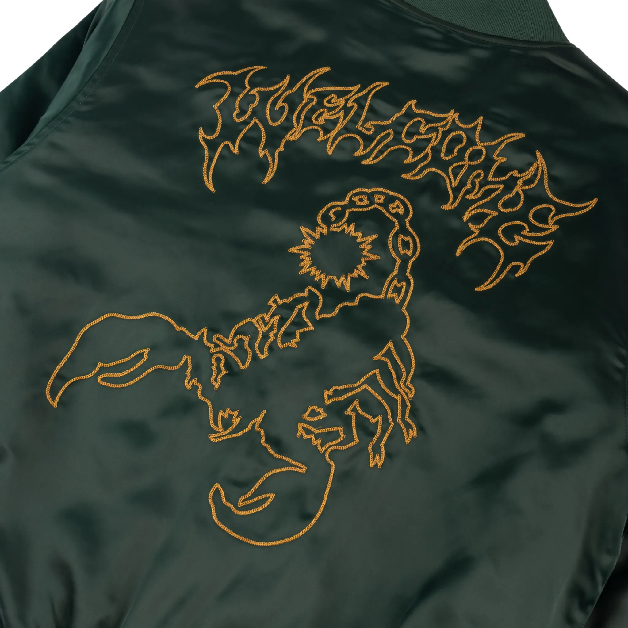 Venom Satin Varsity Jacket w/Chain Stitch - Pine