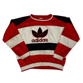 Vintage 90s Black, White   Red Adidas Large Logo Sweatshirt - Medium