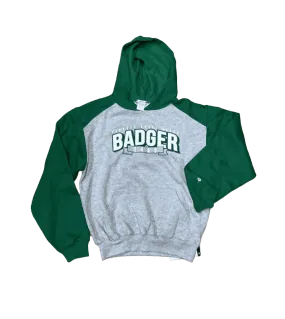 Youth •Badger Sport•  Athletic Fleece Sport Hood Gray/Grn Medium